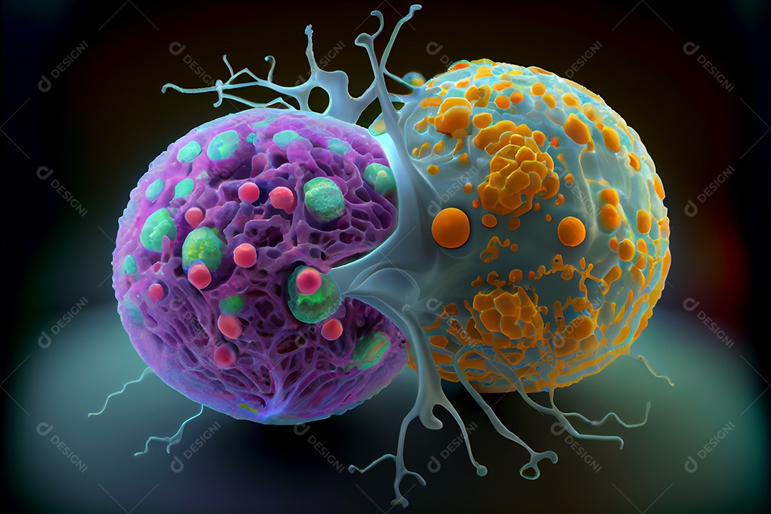 Célula cancerosa, Dia Mundial do Câncer, 04 de fevereiro, renderiza a realidade virtual