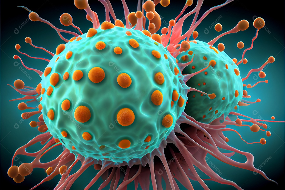 Célula cancerosa, Dia Mundial do Câncer, 04 de fevereiro, renderiza a realidade virtual