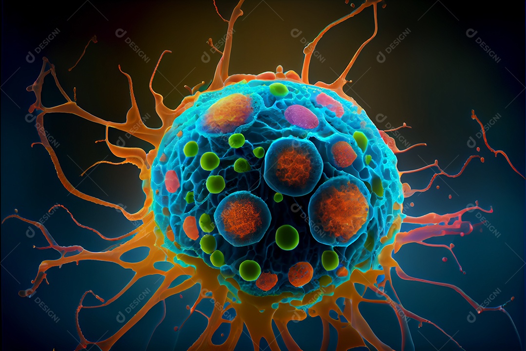 Célula cancerosa, Dia Mundial do Câncer, 04 de fevereiro, renderiza a realidade virtual