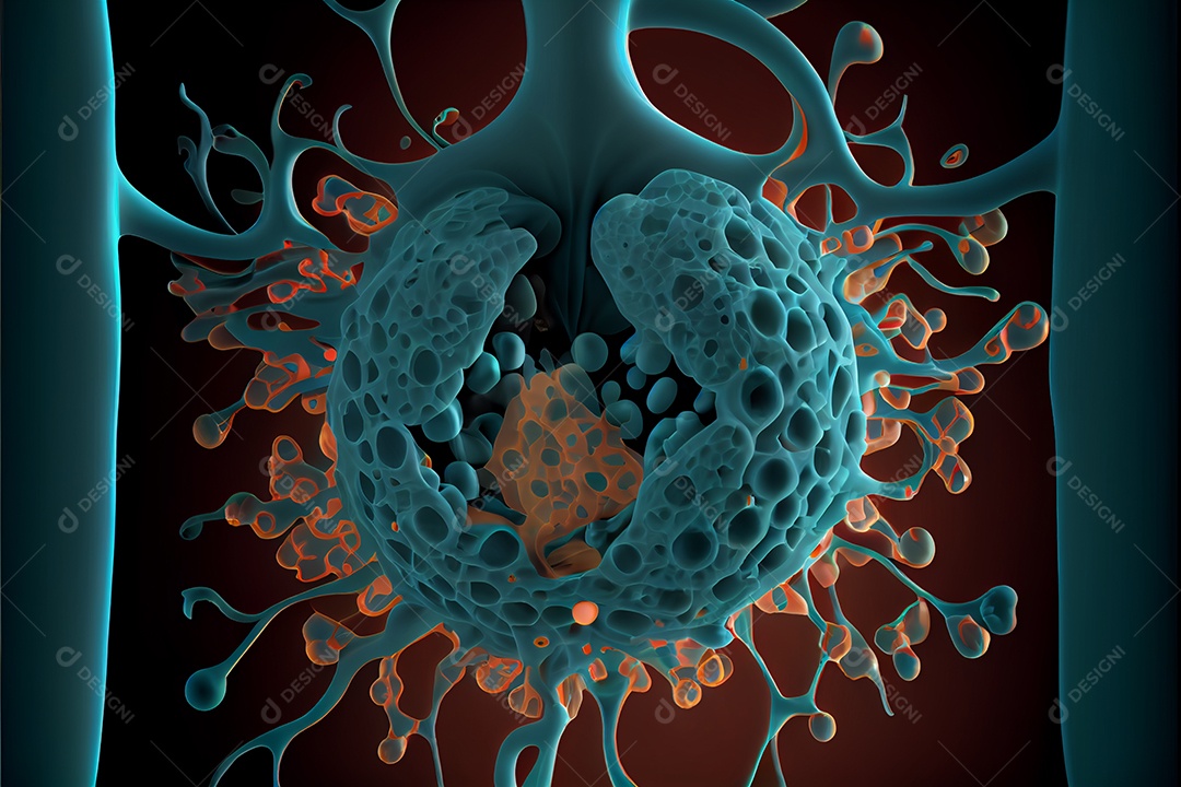 Célula cancerosa, Dia Mundial do Câncer, 04 de fevereiro, renderiza a realidade virtual