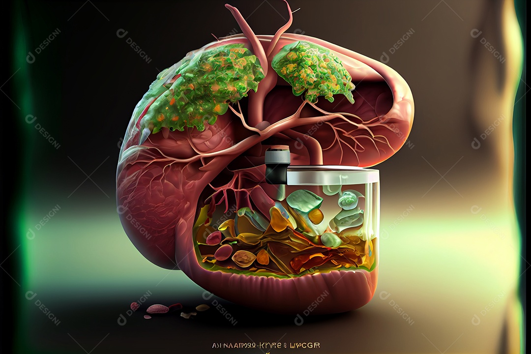 Câncer de fígado Dia Mundial do Câncer realista 04 de fevereiro renderizar realidade virtual