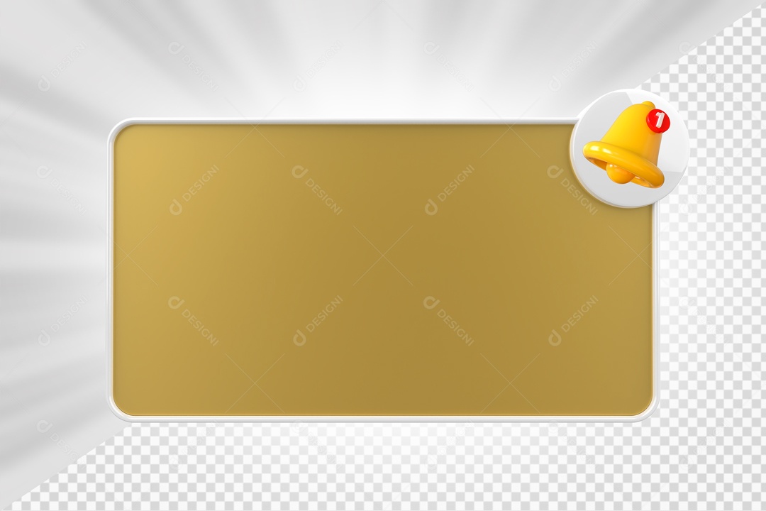 Lembrete de Notificação Elemento 3D Dourado para Composição PSD