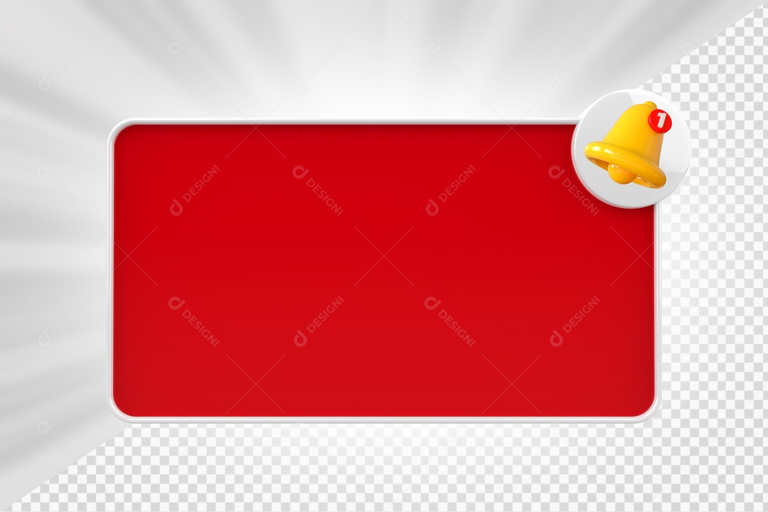 Lembrete de Notificação Elemento 3D Branco e Vermelho para Composição PSD