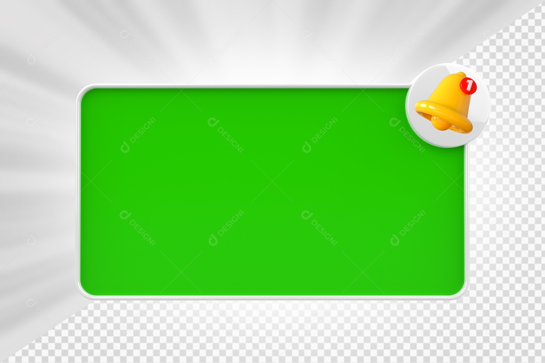 Lembrete de Notificação Elemento 3D Verde para Composição PSD