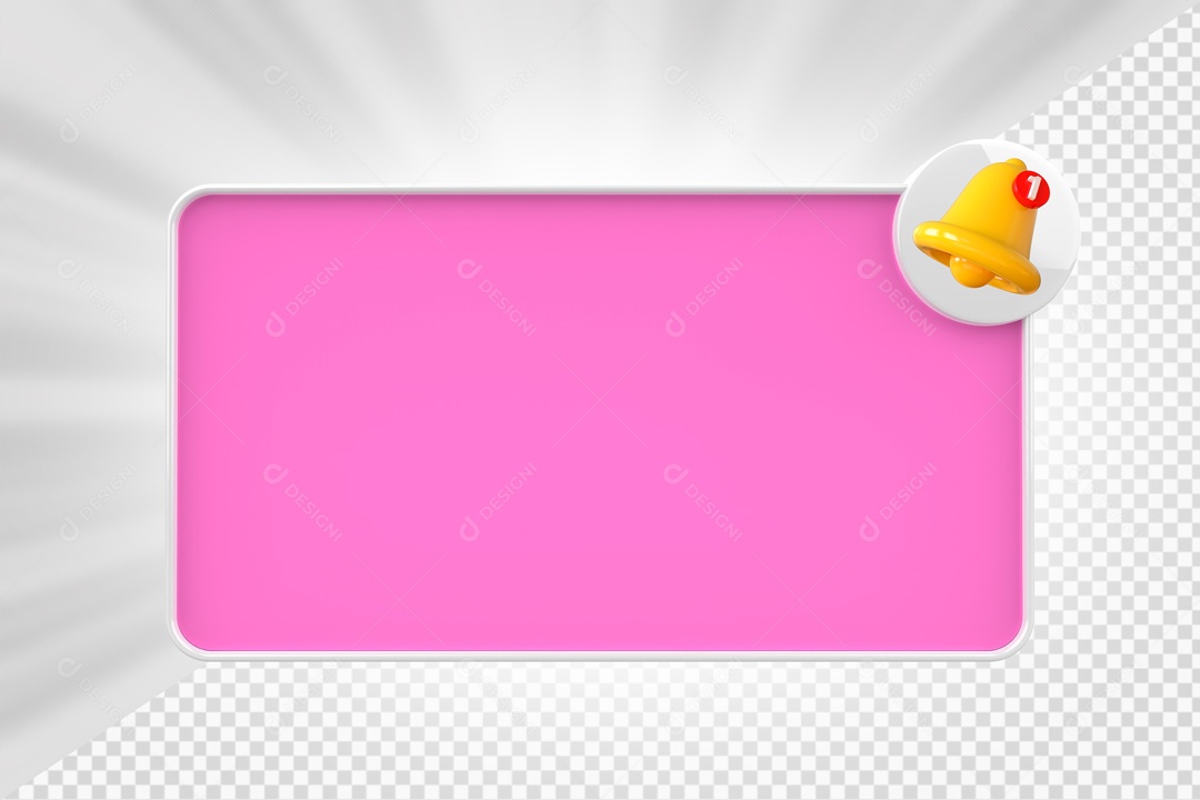 Lembrete de Notificação Elemento 3D Rosa para Composição PSD