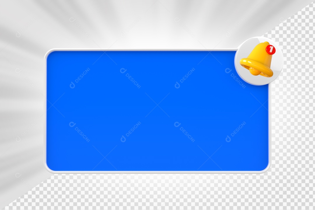 Lembrete de Notificação Elemento 3D Azul para Composição PSD