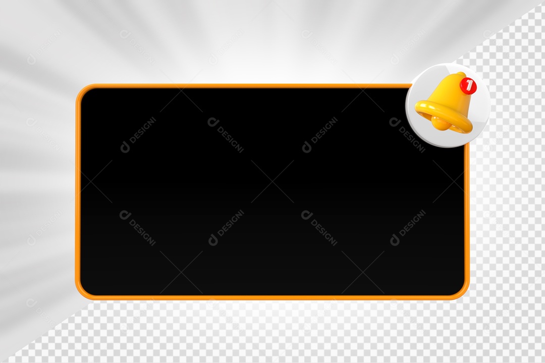 Lembrete de Notificação Elemento 3D Preto e Laranjado para Composição PSD