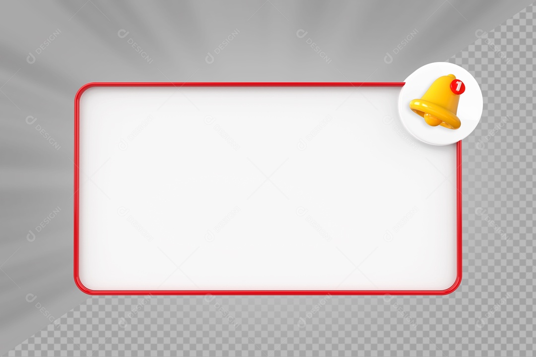Lembrete de Notificação Elemento 3D Branco e Vermelho para Composição PSD