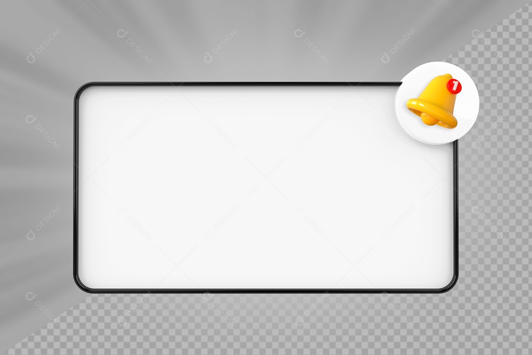 Lembrete de Notificação Elemento 3D Branco e Preto para Composição PSD