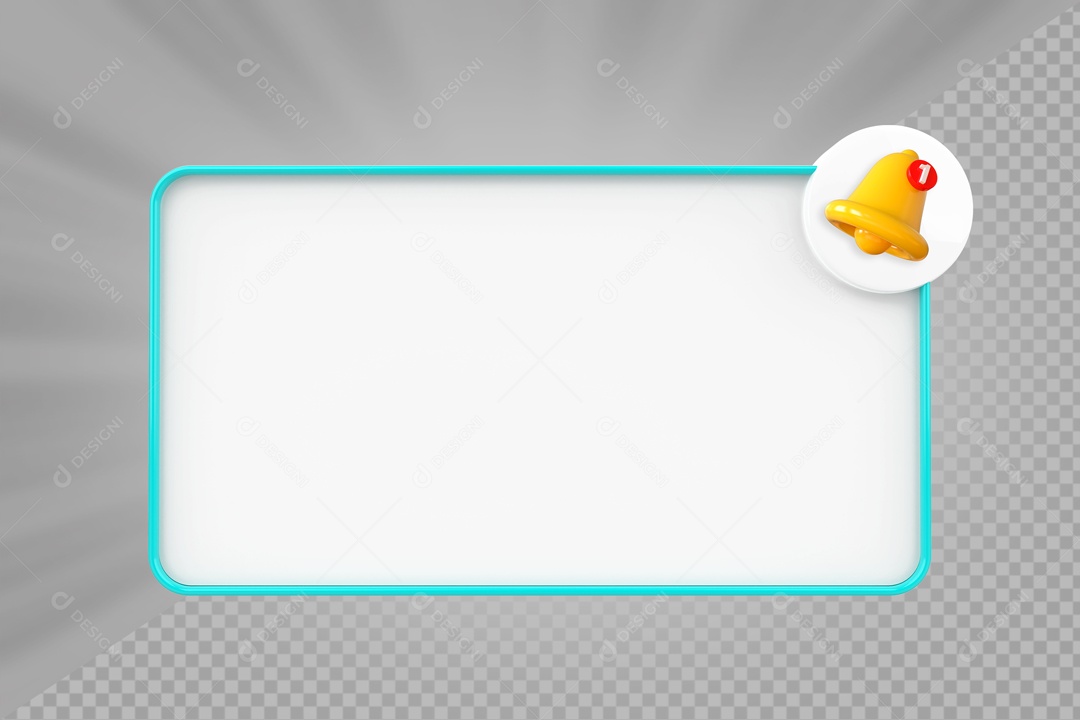 Lembrete de Notificação Elemento 3D Branco e Azul Marinho para Composição PSD