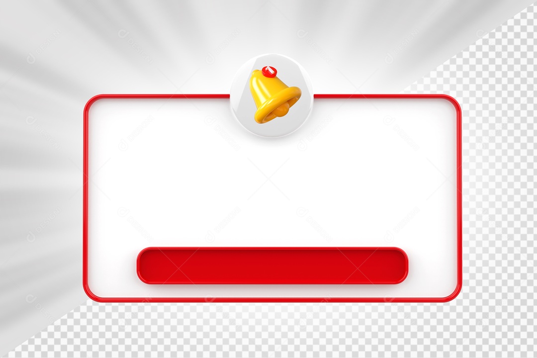 Mensagem de Notificação Elemento 3D Branco e Vermelho para Composição PSD