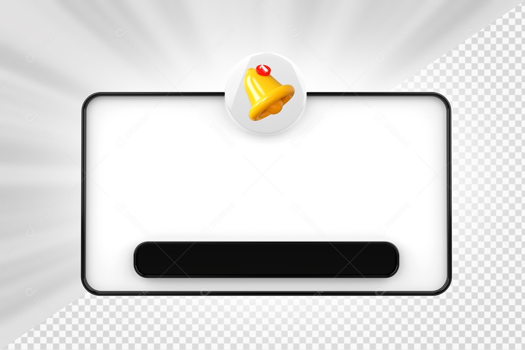 Mensagem de Notificação Elemento 3D Branca e Preto para Composição PSD