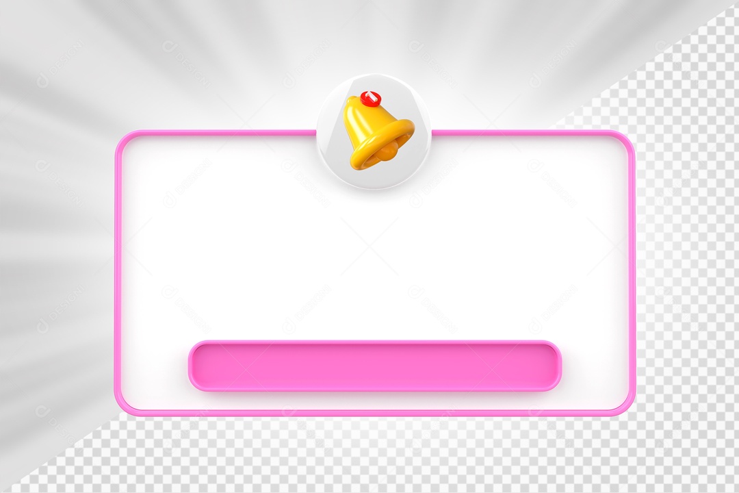 Mensagem de Notificação Branca e Rosa Elemento 3D para Composição PSD