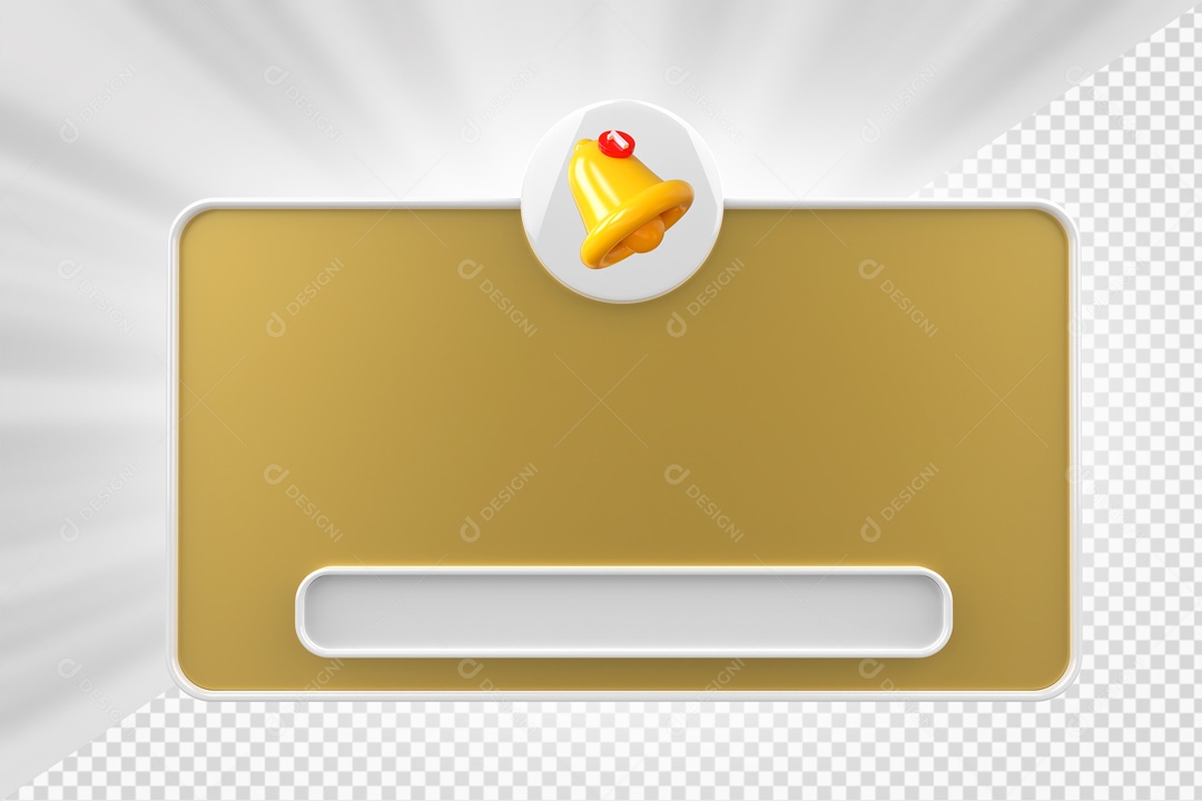 Mensagem de Notificação Dourado Elemento 3D para Composição PSD