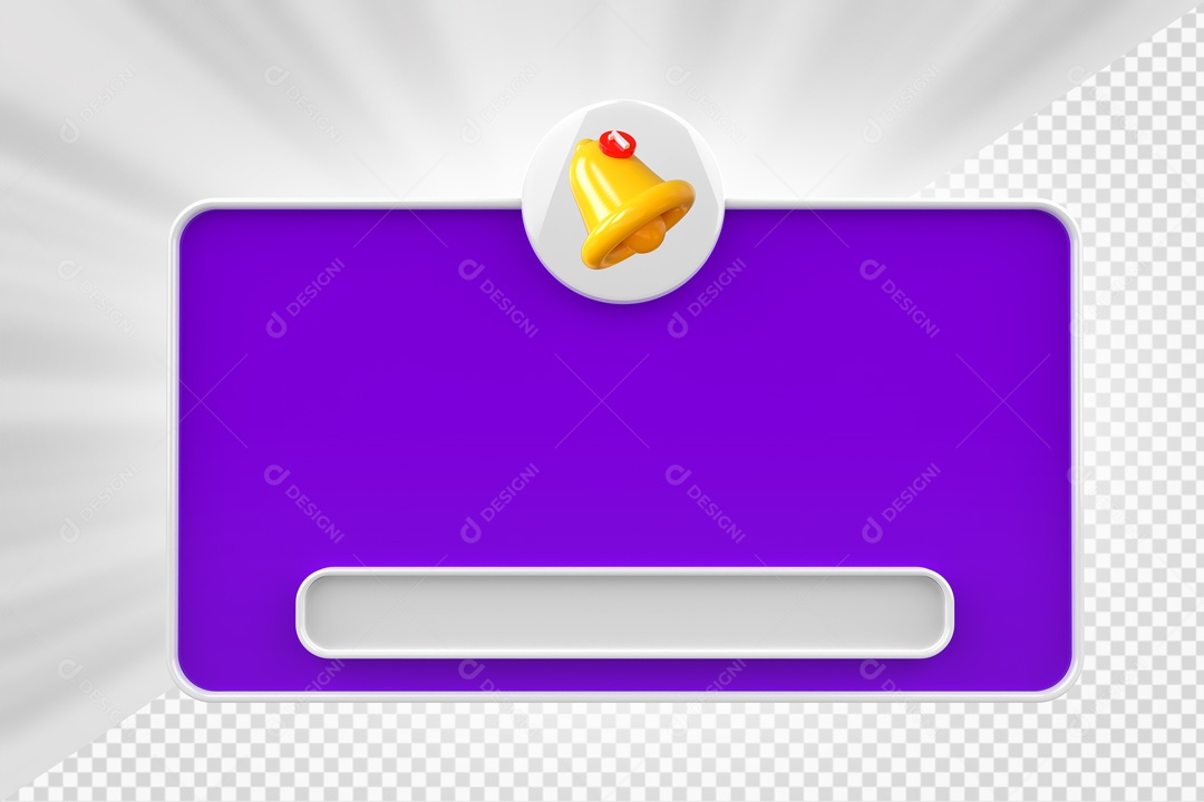 Mensagem de Notificação Roxo Elemento 3D para Composição PSD