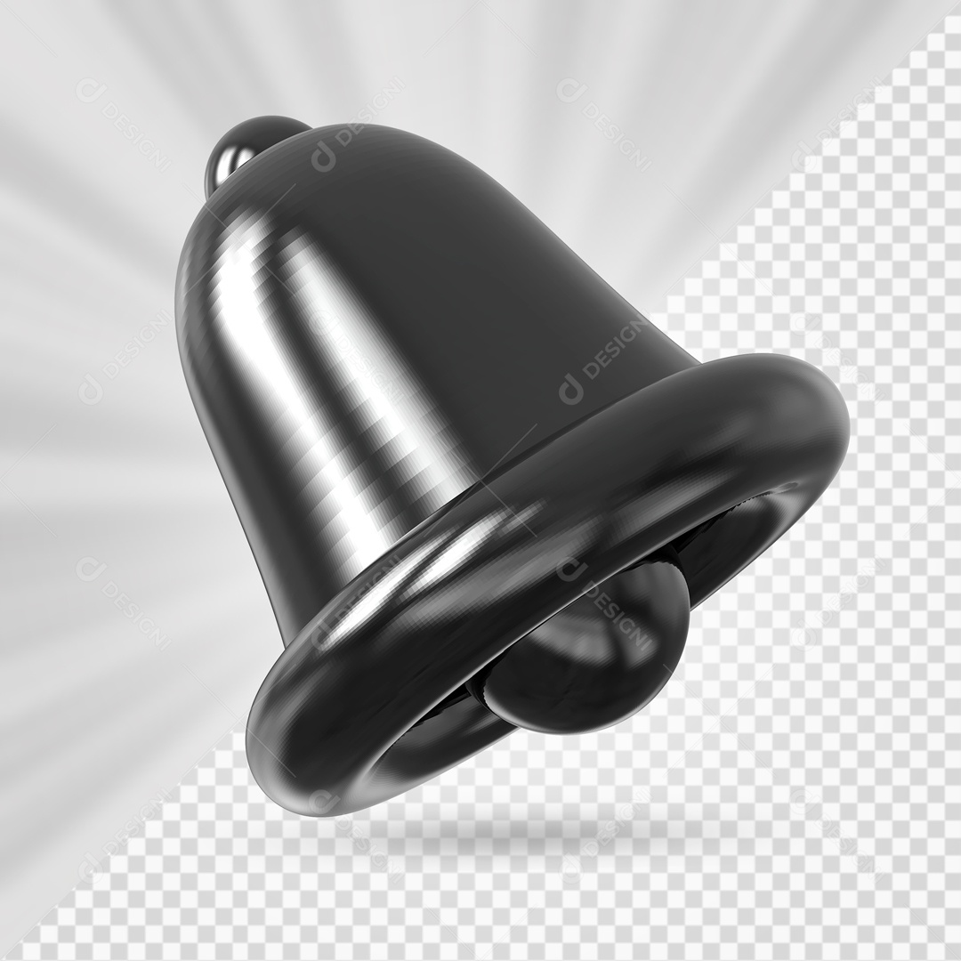 Sino de Notificação Elemento 3D Preto para Composição PSD