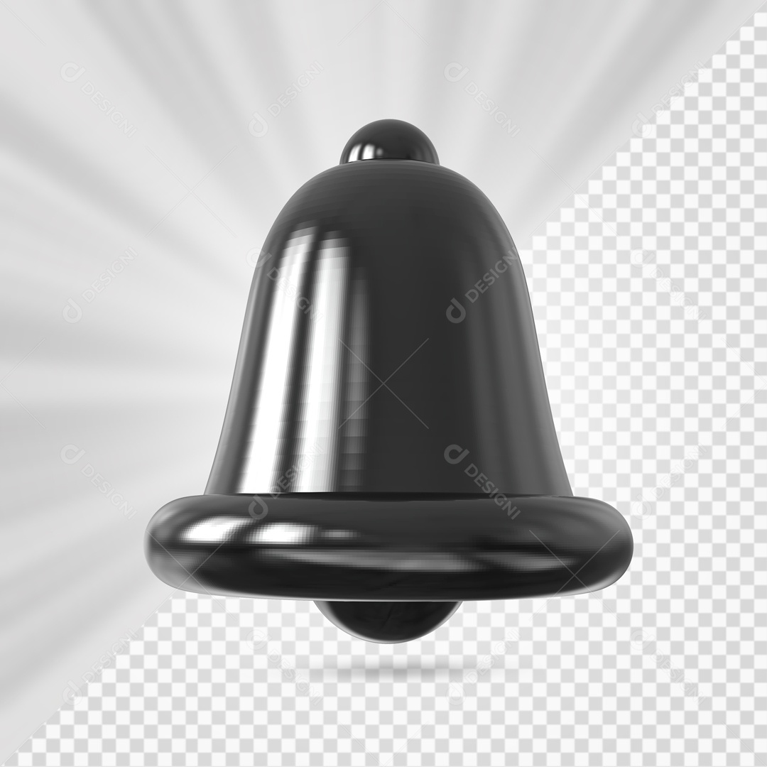 Sino de Notificação Elemento 3D Preto para Composição PSD