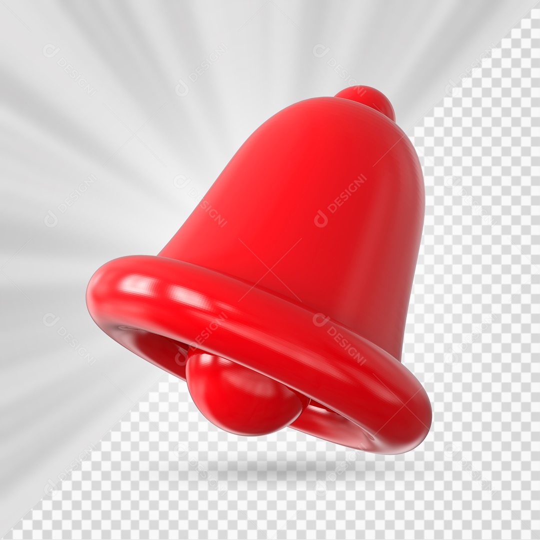 Sino de Notificação Elemento 3D Vermelho para Composição PSD