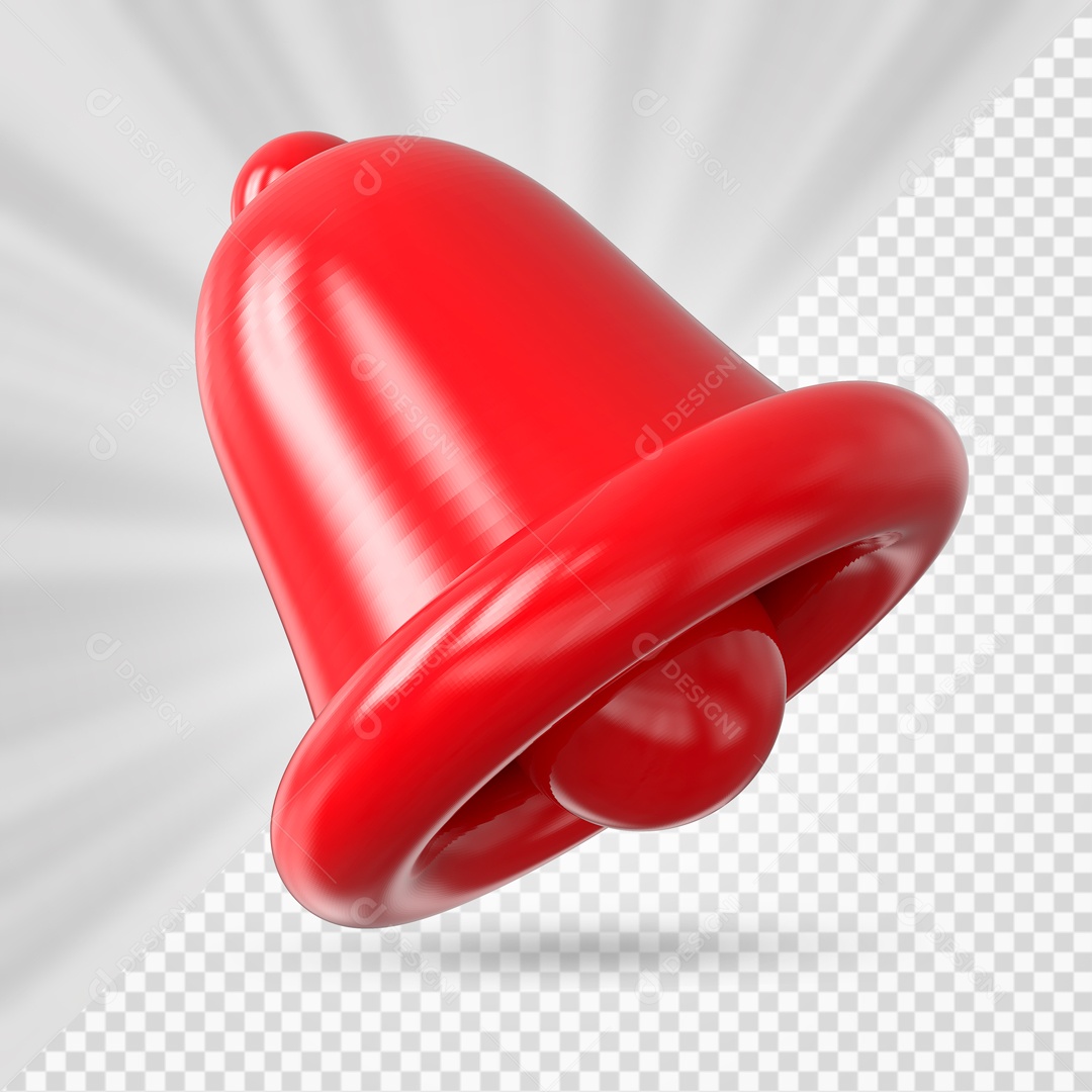 Sino de Notificação Elemento 3D Vermelho para Composição PSD