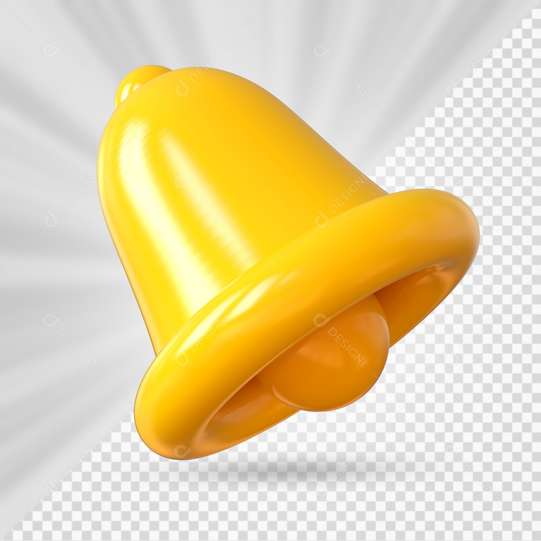 Sino de Notificação Elemento 3D Laranjado para Composição PSD