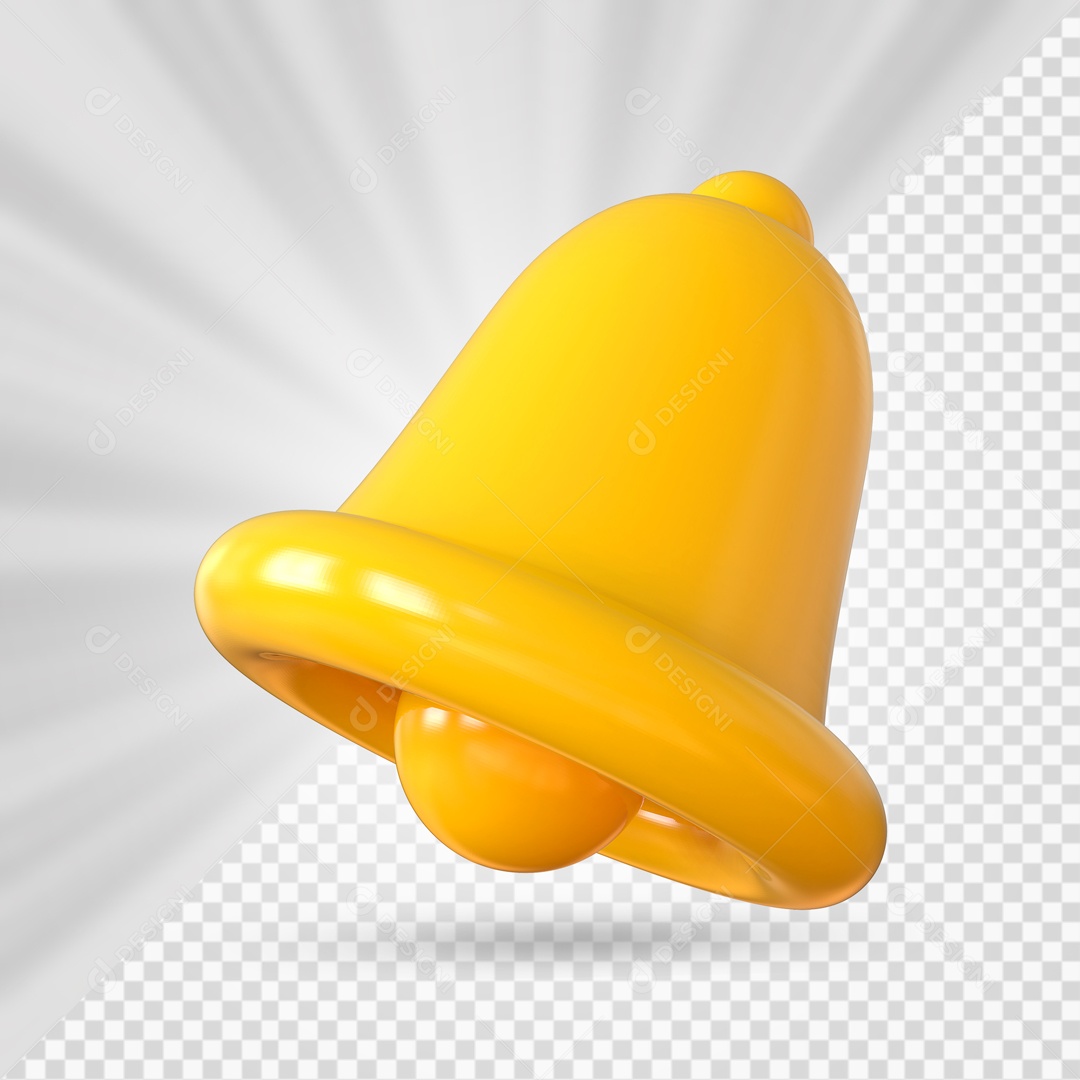 Sino de Notificação Elemento 3D Laranjado para Composição PSD