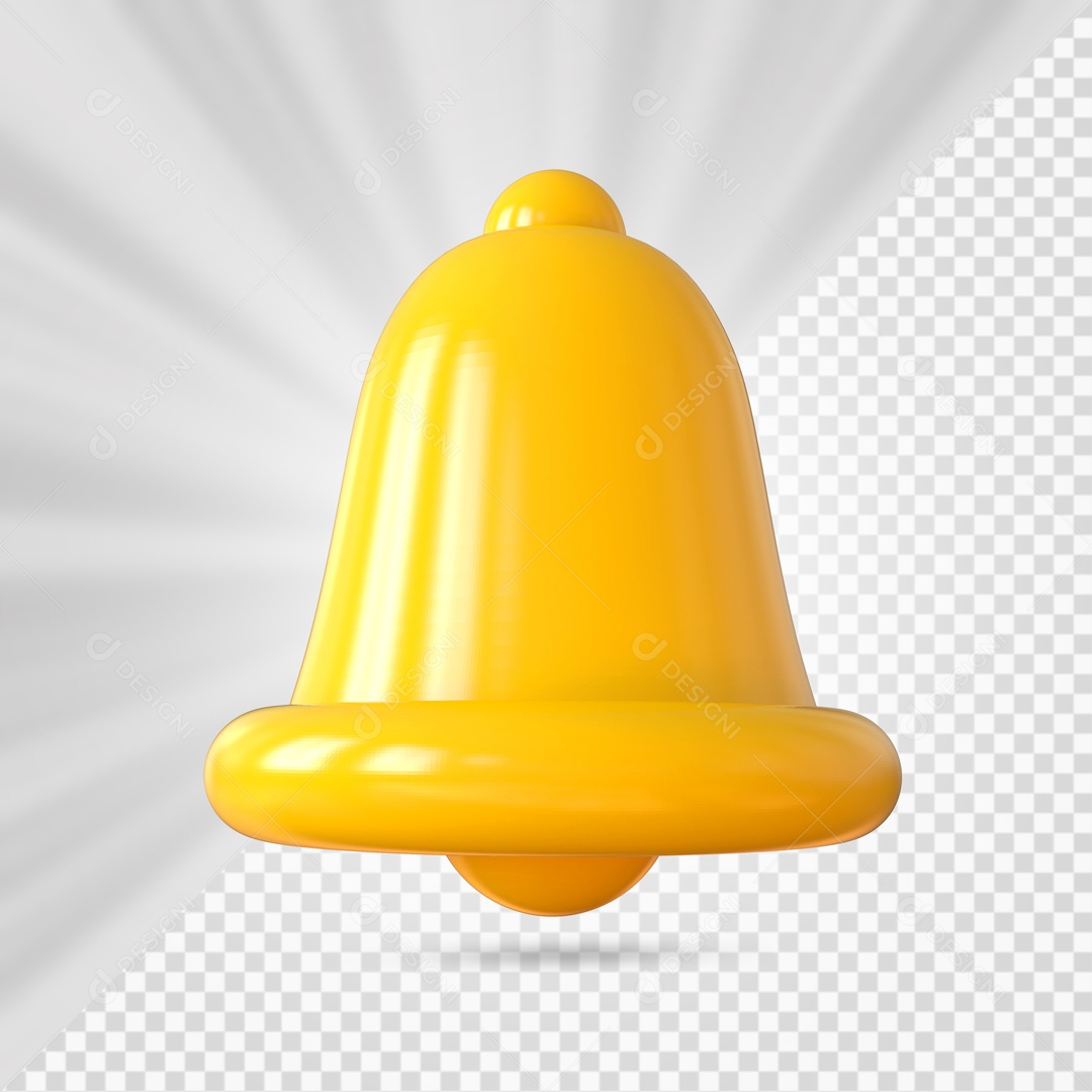 Sino de Notificação Elemento 3D Laranjado para Composição PSD