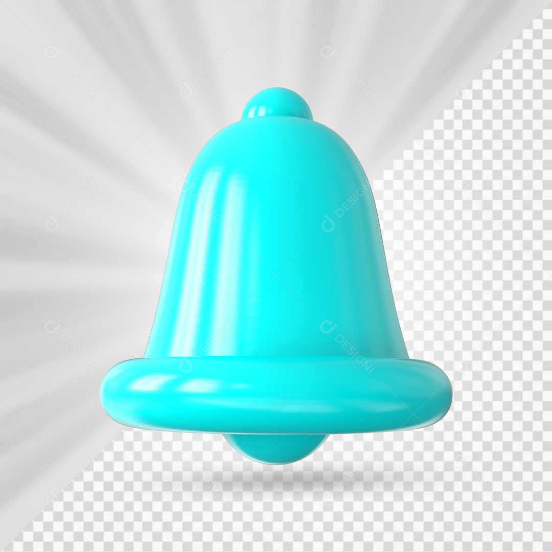 Sino de Notificação Elemento 3D Azul Marinho para Composição PSD