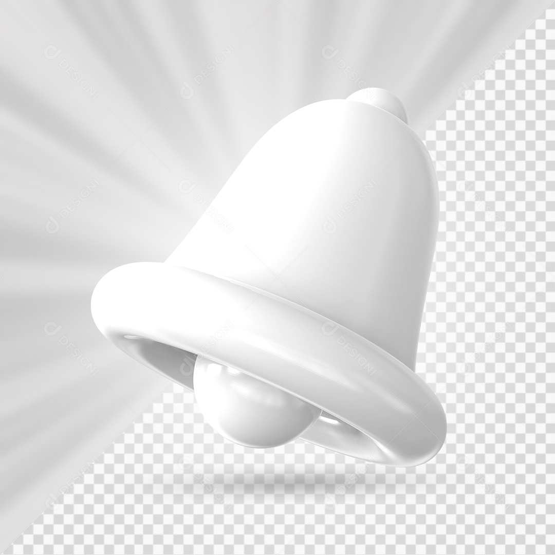 Sino de Notificação Elemento 3D Branco para Composição PSD