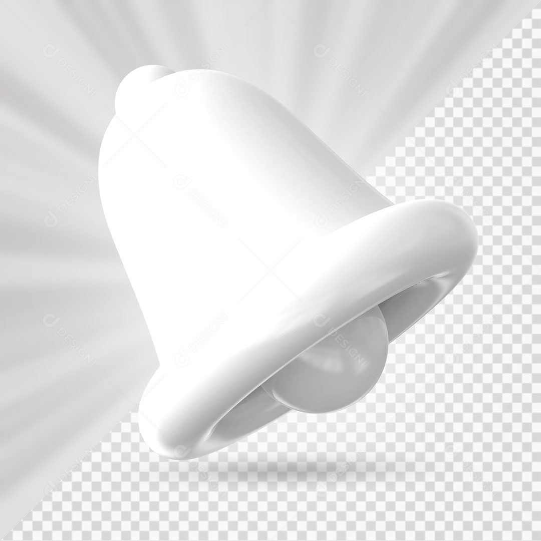Sino de Notificação Elemento 3D Branco para Composição PSD