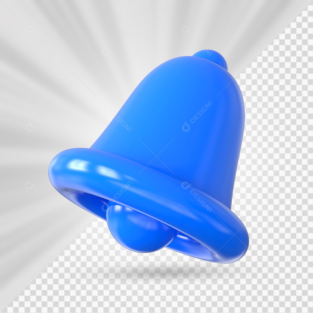 Sino de Notificação Elemento 3D Azul para Composição PSD