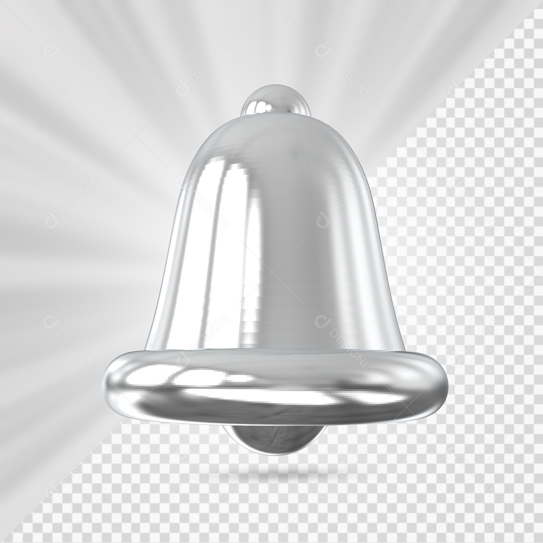 Sino de Notificação Elemento 3D Prata para Composição PSD