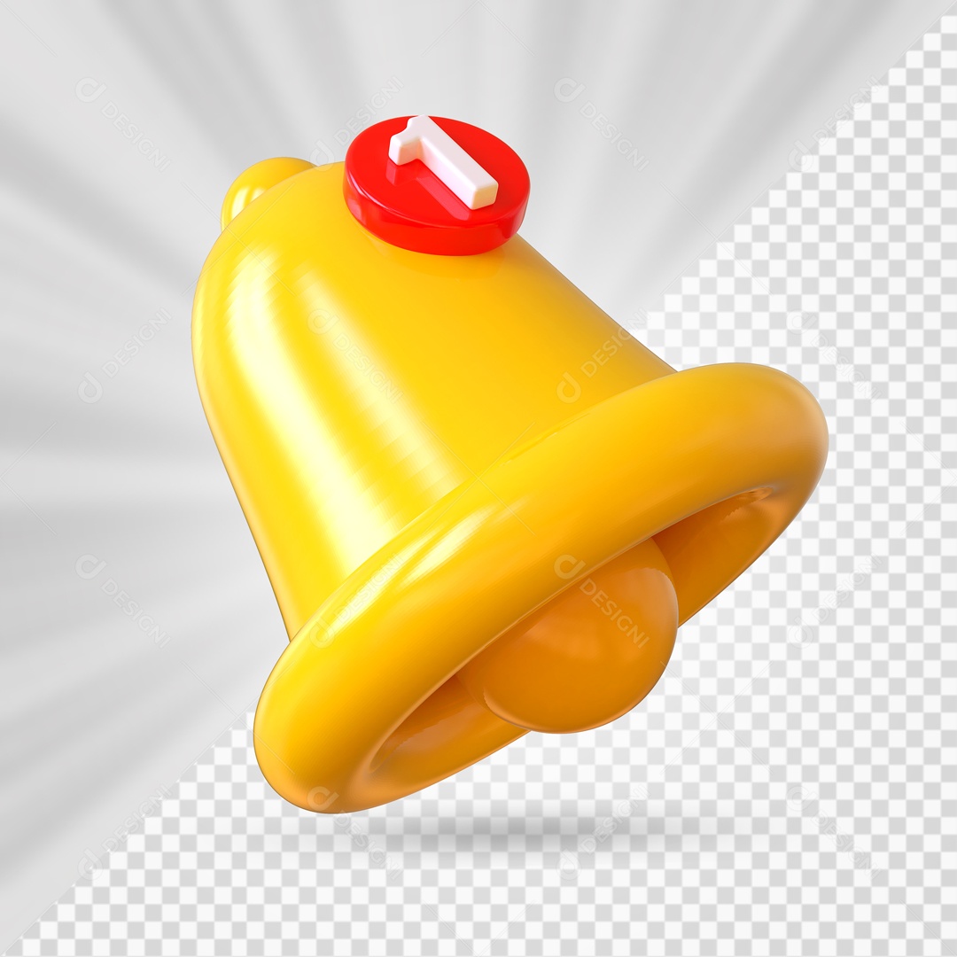 Sino de Notificação de Mensagem Elemento 3D Laranjado para Composição PSD