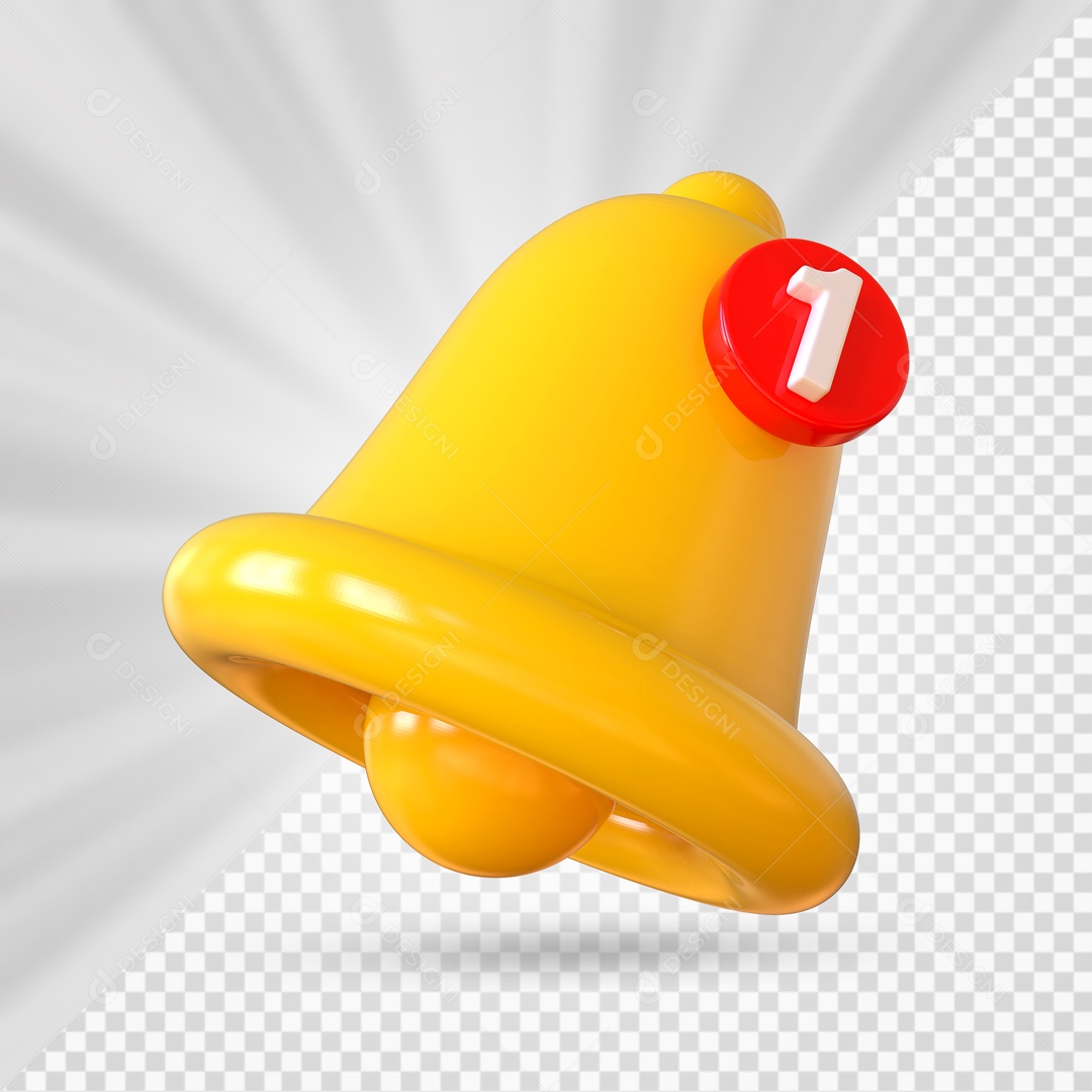 Sino de Notificação de Mensagem Elemento 3D Laranjado para Composição PSD