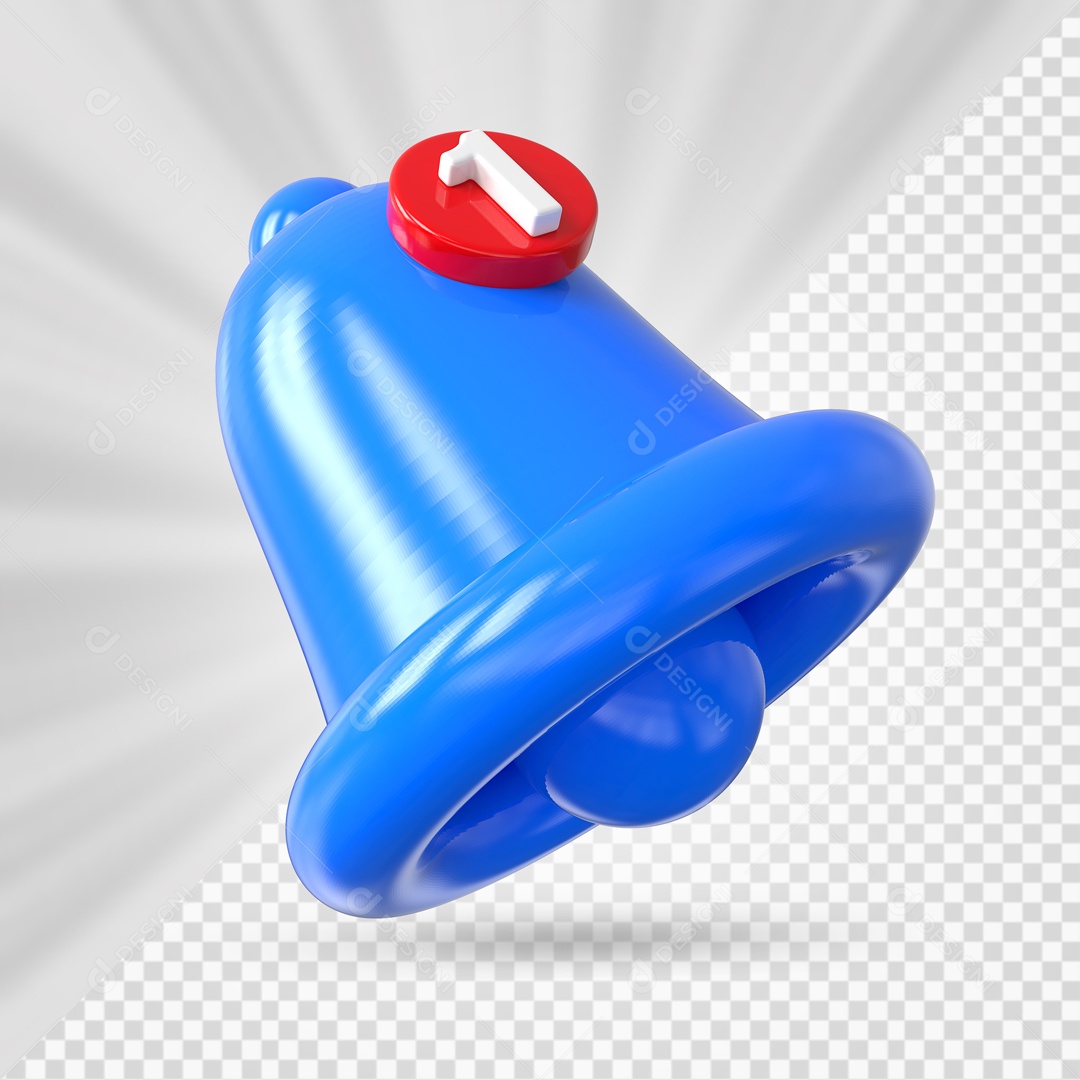 Sino de Notificação de Mensagem Elemento 3D Azul para Composição PSD