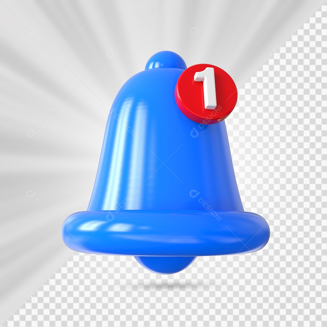 Sino de Notificação de Mensagem Elemento 3D Azul para Composição PSD