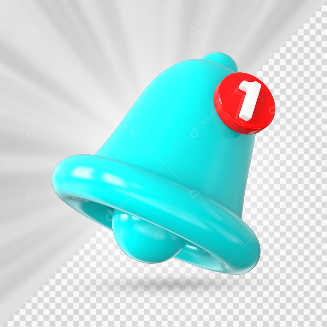 Sino de Notificação de Mensagem Elemento 3D Azul Marinho para Composição PSD