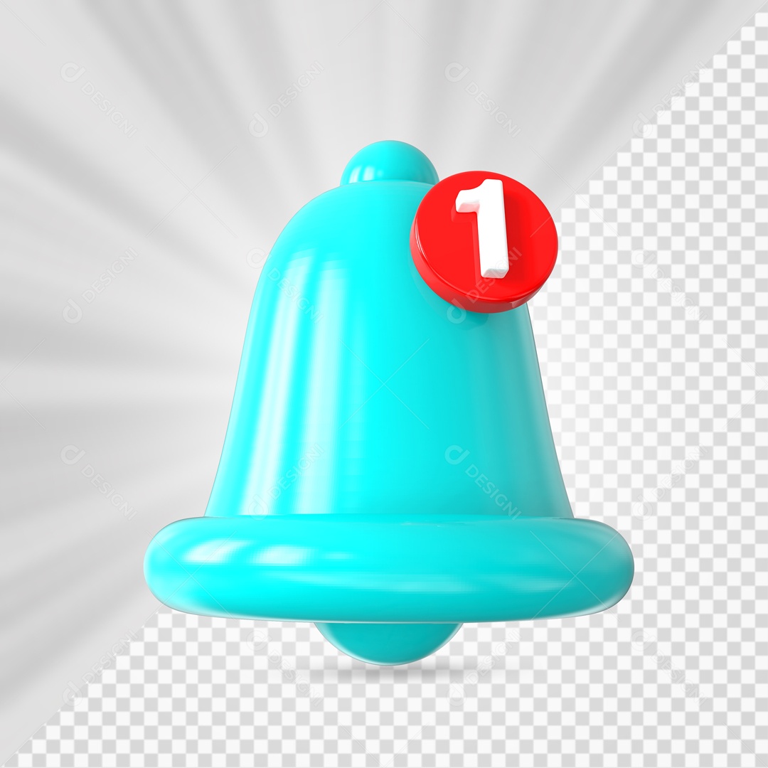 Sino de Notificação de Mensagem Elemento 3D Azul Marinho para Composição PSD