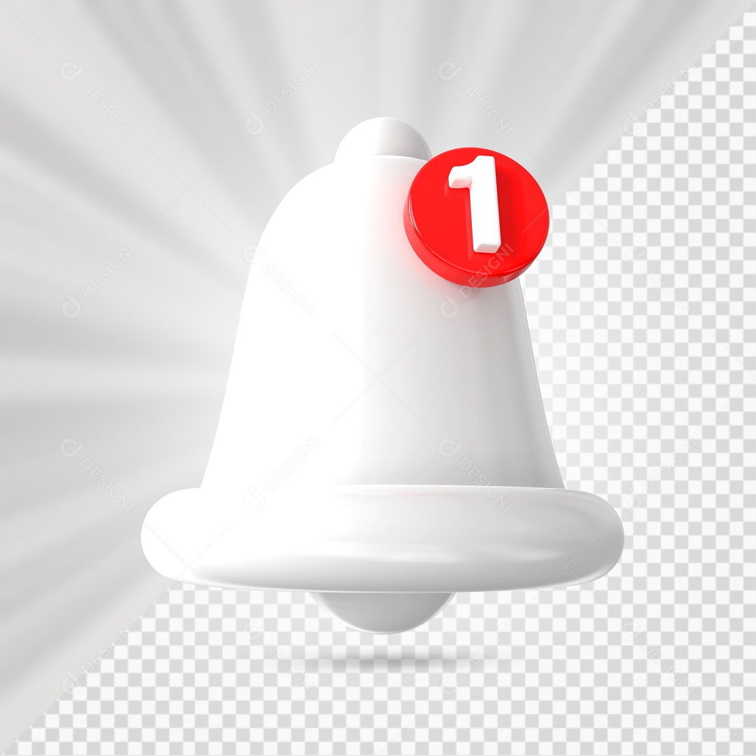 Sino de Notificação de Mensagem Branco Elemento 3D para Composição PSD