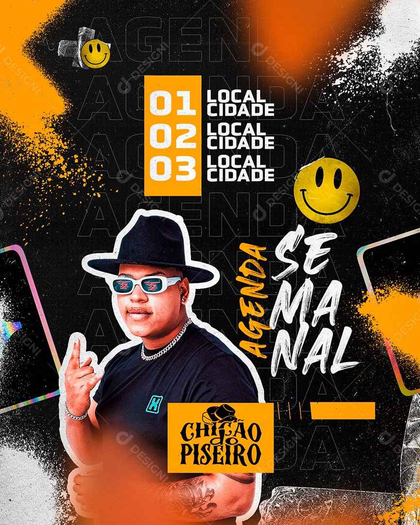 Flyer Agenda Semanal Chicão do Piseiro Social Media PSD Editável