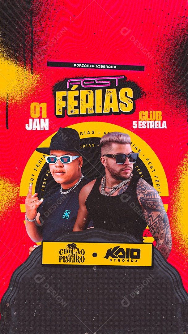 Story Flyer Fest Férias Chicão do Piseiro Kaio Stronda Social Media PSD Editável