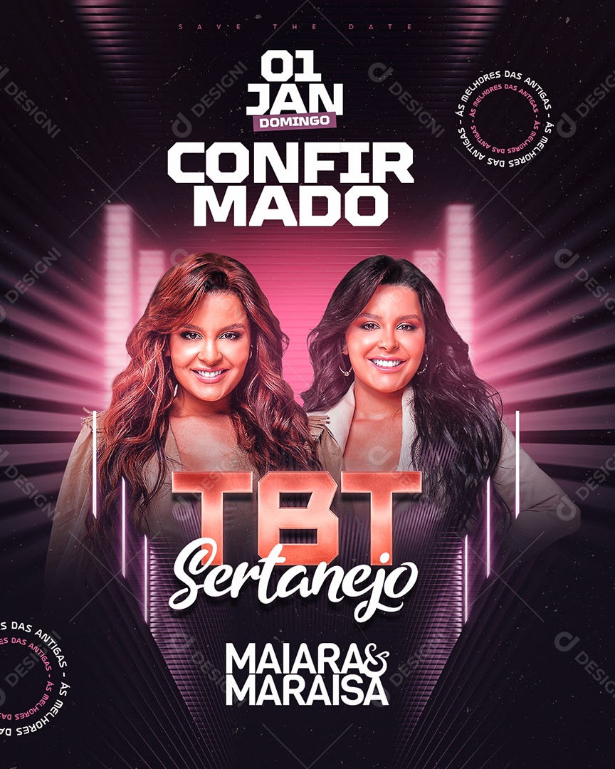 Flyer Tbt Sertanejo Maiara e Maraisa Social Media PSD Editável