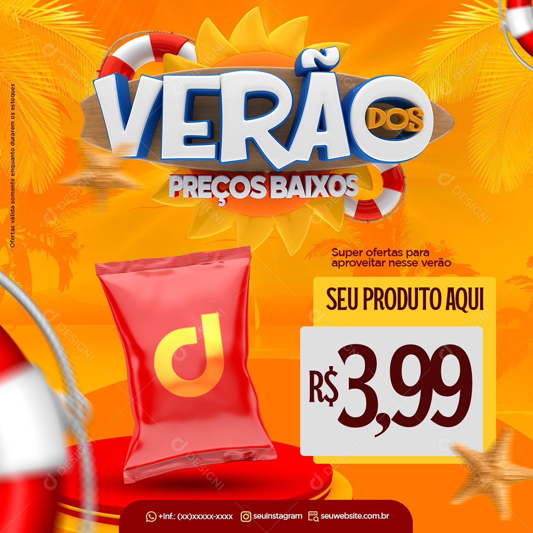 Verão Dos Preços Baixos Venha Coferir Social Media PSD Editável