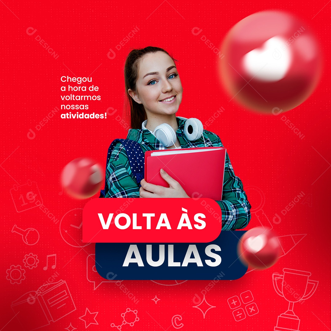 Volta às Aulas Escola de Idiomas Social Media PSD Editável