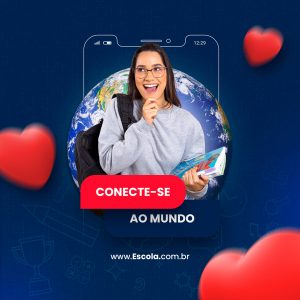 Conecte se ao Mundo Escola de Idiomas Social Media PSD Editável