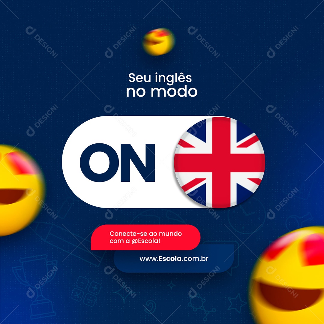 Seu Inglês no Modo On Escola de Idiomas Social Media PSD Editável