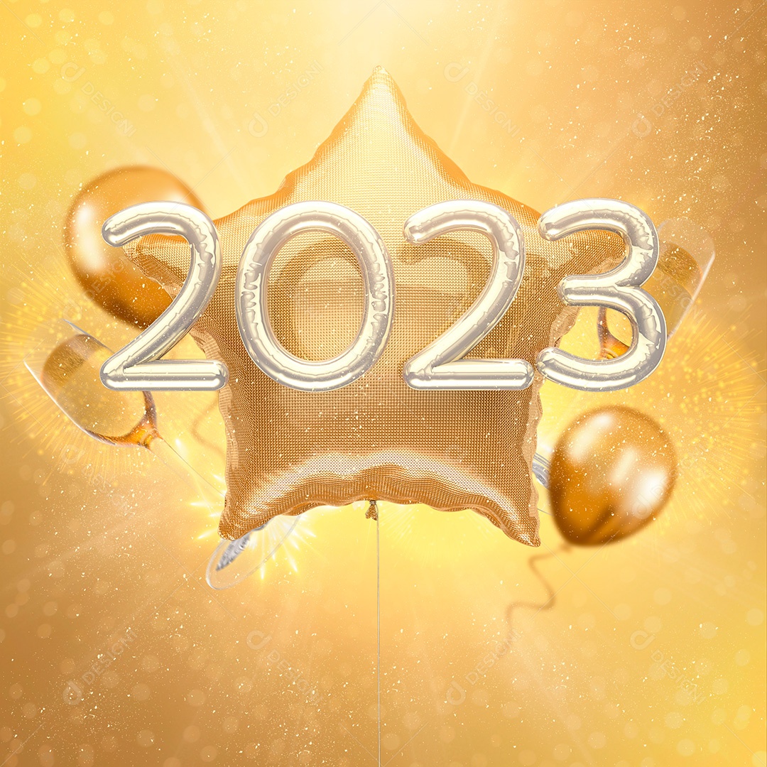 Elemento 3D Ano Novo 2023 Para Composição PSD