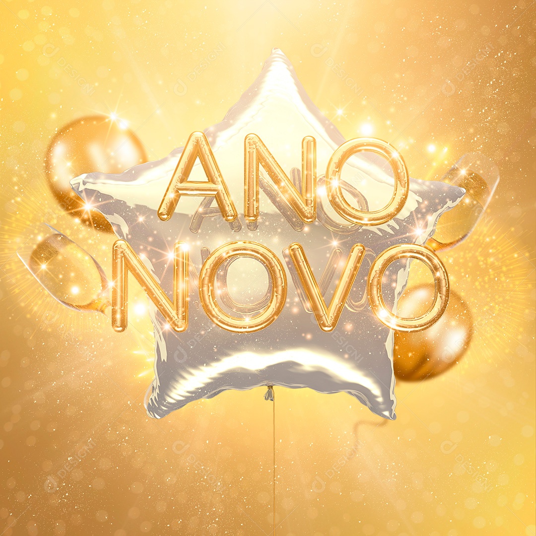 Elemento 3D Ano Novo Para Composição PSD