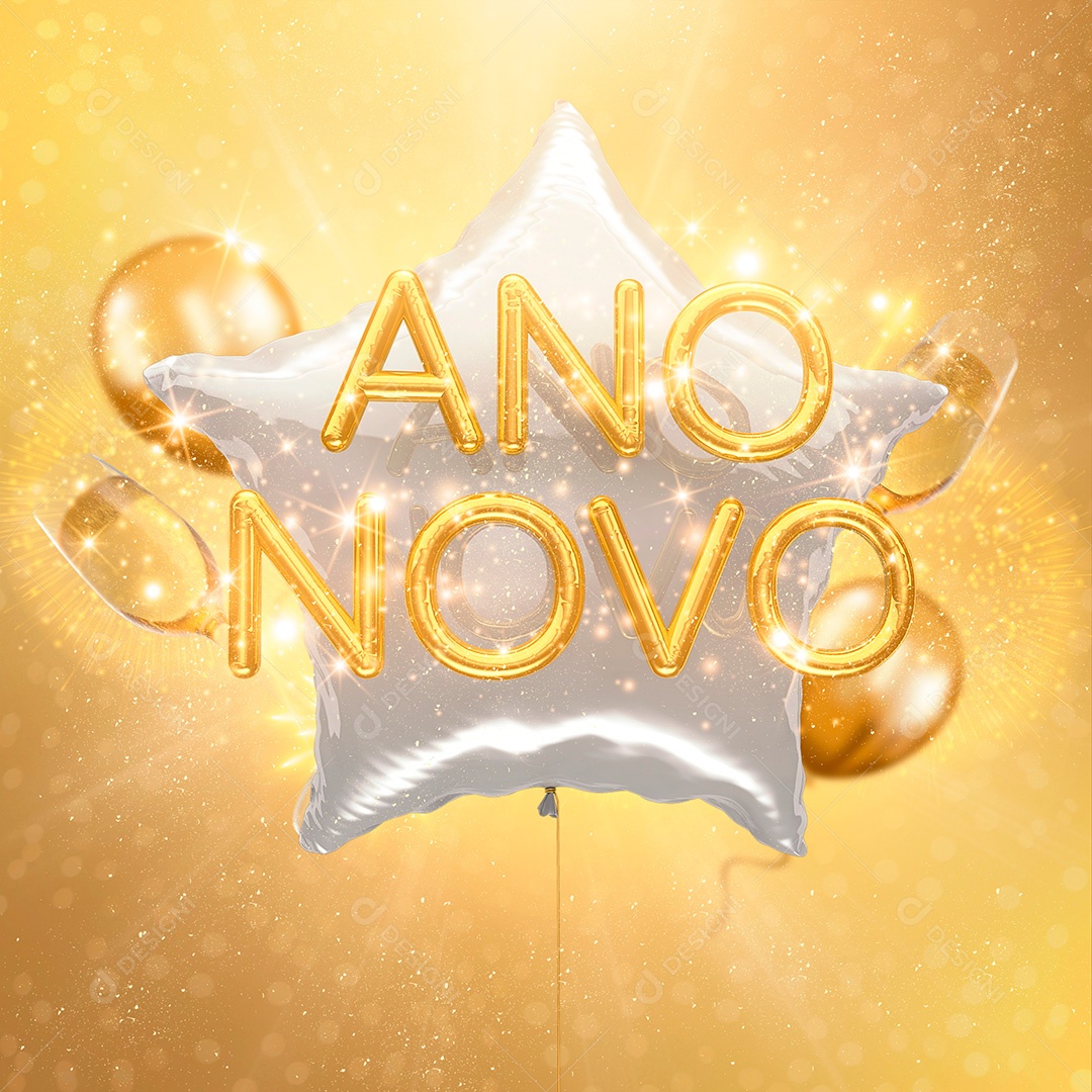 Elemento 3D Ano Novo Para Composição PSD