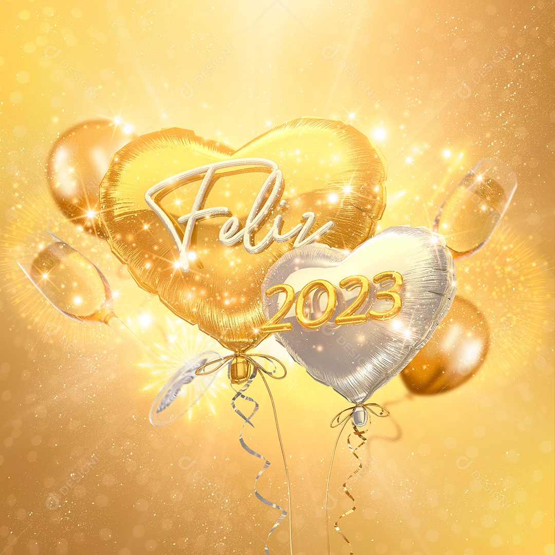 3D Element Happy New Year 2023 For Composition PSD