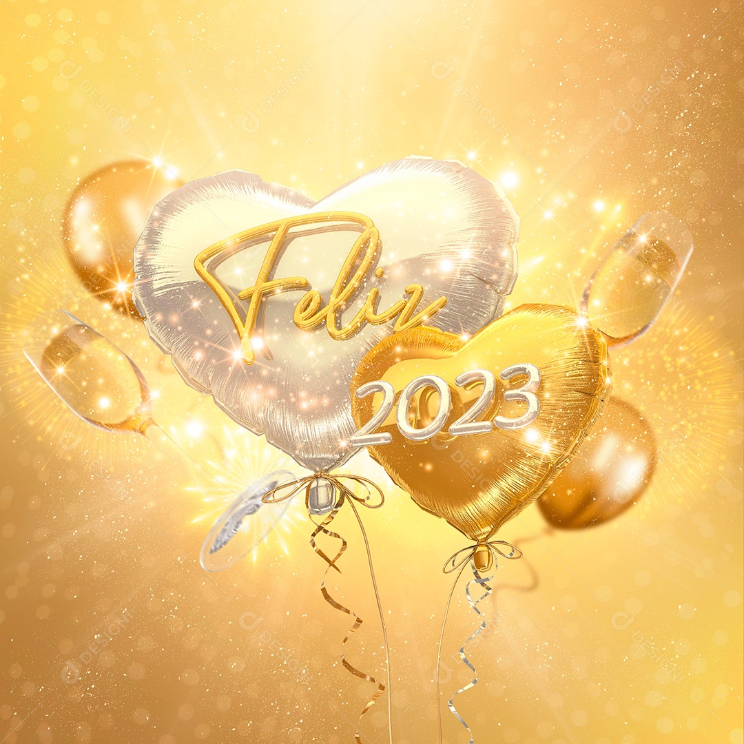 Elemento 3D Ano Novo Feliz 2023 Para Composição PSD